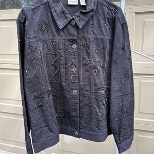 Chico's Black Embroidered Jacket